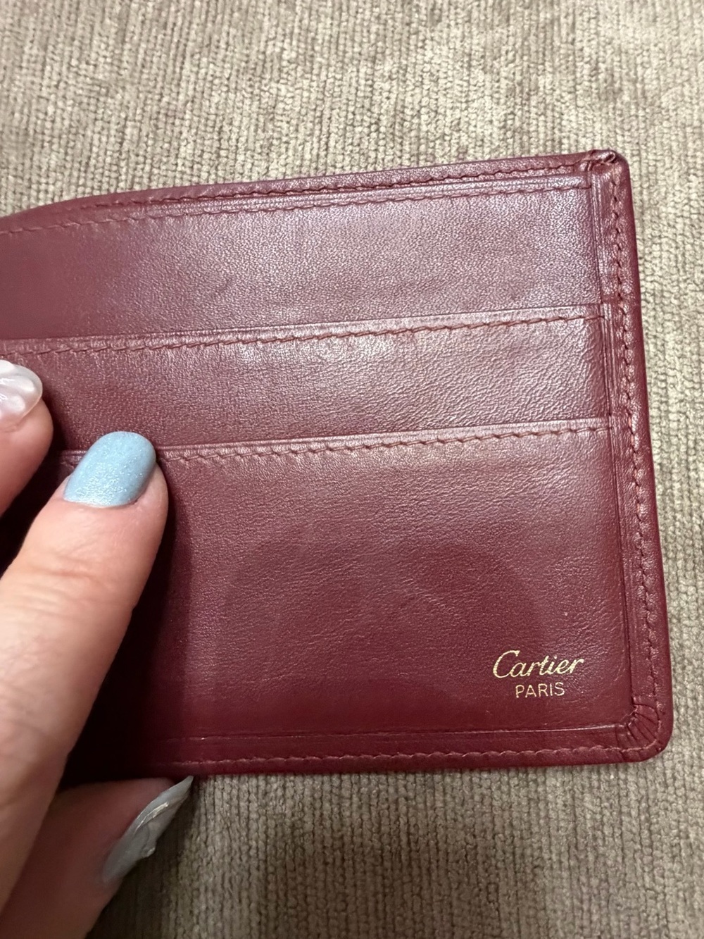 Vintage Cartier Bordeaux Calf Skin Leather Wallet - Picture 7 of 13